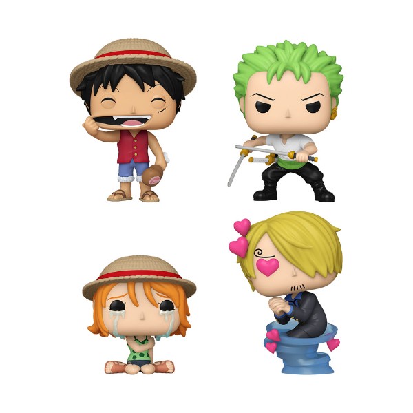One Piece Pack 4 POP! Television Vinyl Figure Luffy, Roronoa Zoro, Nami e Sanji 9 cm