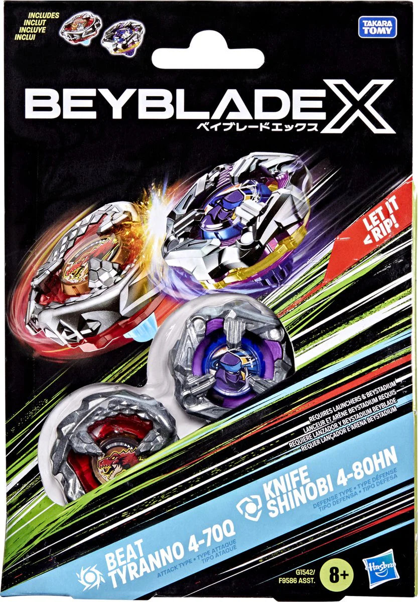 Hasbro - Beyblade X - Beat Tyranno 4-70Q en Knife Shinobi 4-80HN