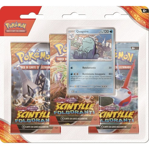 Pokemon - Blister 3 Bustine + 1 Card - Scintille Folgoranti Quagsire - ITA