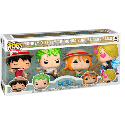 One Piece Pack 4 POP! Television Vinyl Figure Luffy, Roronoa Zoro, Nami e Sanji 9 cm