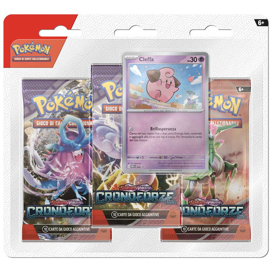 Pokemon - Blister 3 Bustine + 1 Card - Cronoforze Cleffa  - ITA