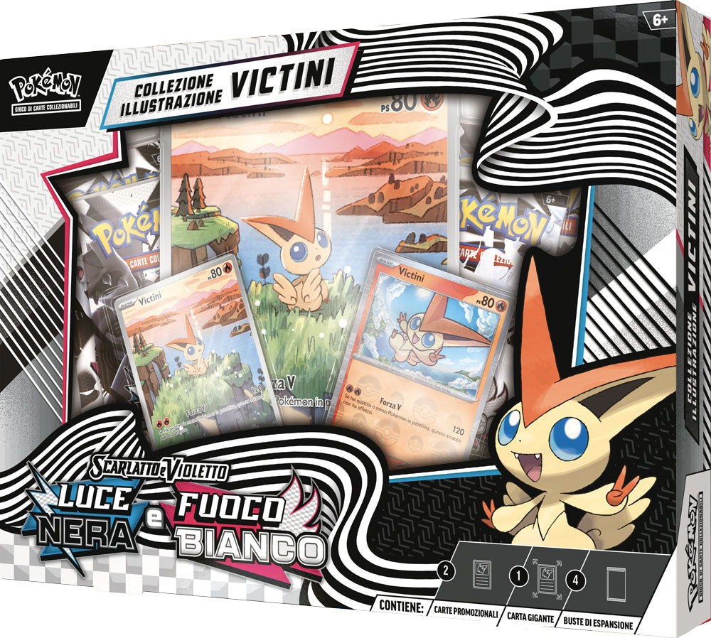 Collezione illustrazione Victini luce nera & fuoco bianco Pokémon ITA