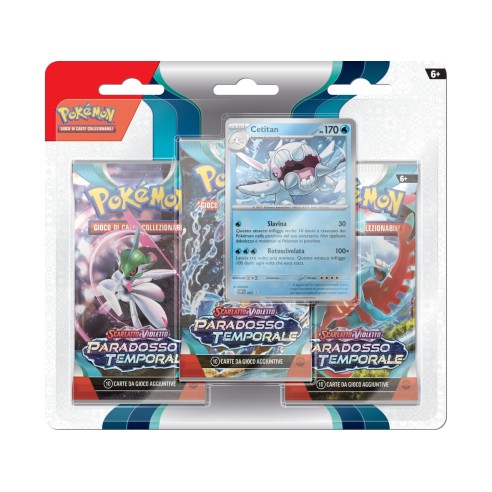 Pokemon - Blister 3 Bustine + 1 Carta Promo Cetitan- Scarlatto e Violetto Paradosso Temporale- ITA
